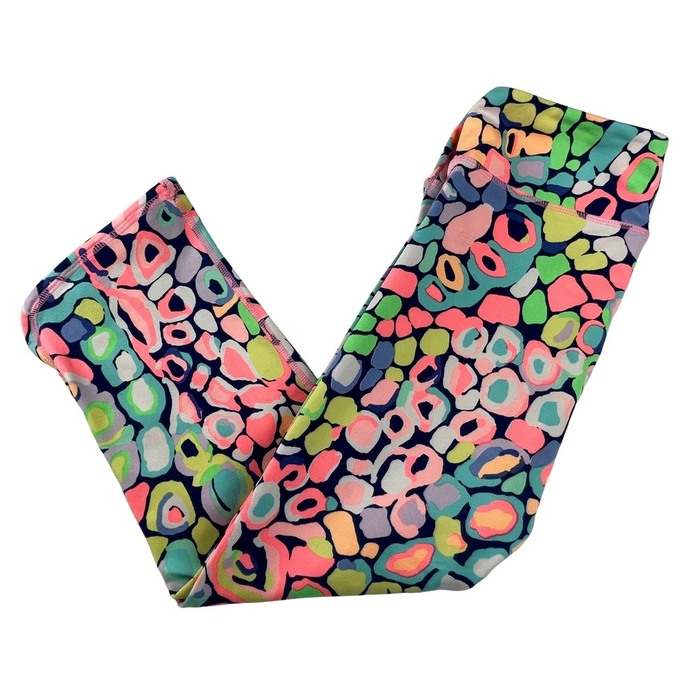 Lilly Pulitzer Luxletic UPF 50 Weekender Women Small Crop Legging Pink Green